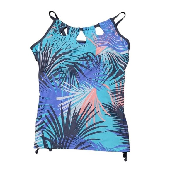 Free Country Other - Free Country Women's Blue Iris Cloud Grey Keyhole Tankini Swim Top Size XXL/18